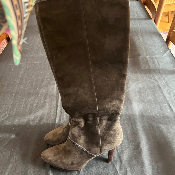 Brown Suede Heeled Boots - Picture 1 of 6
